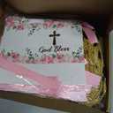 Moinchore 30 Pcs First Holy Communion Treat Bags Bulk Small God Bless Pink Floral Candy Gift Bags Goodie with Handles Bow Ribbon for Baptism Christenings Religious Weddings Party Favors Supplies, 1 count