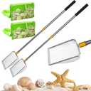 MARFOREVER 2 Pieces Shark Tooth Sifter, Beach Sand Sifter with Shell Bags, Sand Scoop Shell Scooper Shell Shovel Tool Sand Dipper Seaside Scooper for Picking Up Shells Beachcombing Rock Hunting
