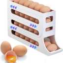 30 Eggs Egg Holder for Fridge,4 Tiers Egg Container,Auto Rolling Fridge Egg Organizer for Refrigerator,Space-Saving Egg Dispenser Holder,Fridge Egg Rack (White, 1pack)