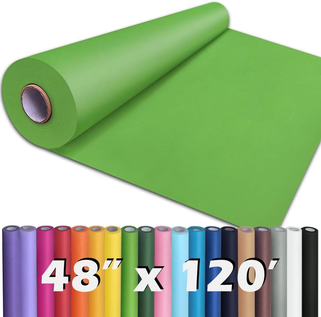 PerkHomy 48" x 1,440" (120') Medium Green Kraft Paper Roll for Craft Bulletin Board Paper Kids Art Table Covering Crafting Gift Wrapping Bouquet Packing Parcel 80GSM 55LB (Medium Green, 48" x 120')