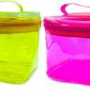 2PCS Clear Handle Zipper Cosmetic Bag and Versatile Travel Pouch,Durable PVC Material,for Makeup Travel Essentials (Pink+Yellow)