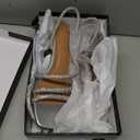 CosyFever Womens Rhinestone Sandals Ankle Strap Square Toe Dressy Heels Shoes for Party Wedding Dressy Dating (9, Silver)