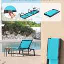 Aluminum Chaise Lounge Chair Outdoor, Foldable& No Assembly Patio Pool Lounge Chairs 5-Position Recliner for Outside, Fully Grounded Legs Sun Lounger for Poolside, Lake Blue