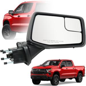 Passenger Right Side Door Mirror for 2019-2024 Chevy Silverado 1500, with Heated Power and Convex Blind Spot Glass Temperature Sensor Manual Folding, Replace#GM1321583(7 Pins)