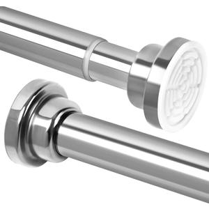 Shower Curtain Rod, 32-83 inch Heavy Duty Spring Tension Shower Rod, Non Slip, Never Rust, No Drill 1" Diameter Adjustable Shower Rods for Bathroom, Window (Silver)