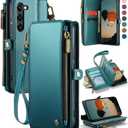 Defencase Compatible with Samsung Galaxy S23 Case Wallet with RFID Blocking Card Holder for Women Men, PU Leather Magnetic Snap Flip Zipper Strap Wallet Phone Case Fit for Galaxy S23 5G 6.1", Green