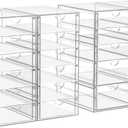 22 Drawers, Acrylic Desk Makeup Organizer, Plastic Drawers Organizer, Stackable Storage Solution for Makeup, Dresser, Office, Bathroom Clear Plastic Craft and Bead Storage Cabinet