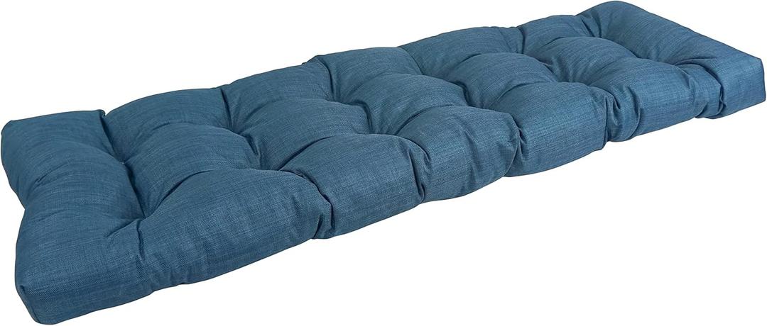 Blazing Needles Indoor/Outdoor Tufted Bench Cushion, 55" Wide, Sea Blue