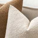 MIULEE 24x24 Inch Decorative Euro Sham Pillow Covers for Couch Bed Set of 2 Textured Boucle Neutral Throw Pillow Covers Natural Beige Ivory Accent Solid Pillowcases Sofa Living Room Home Decor