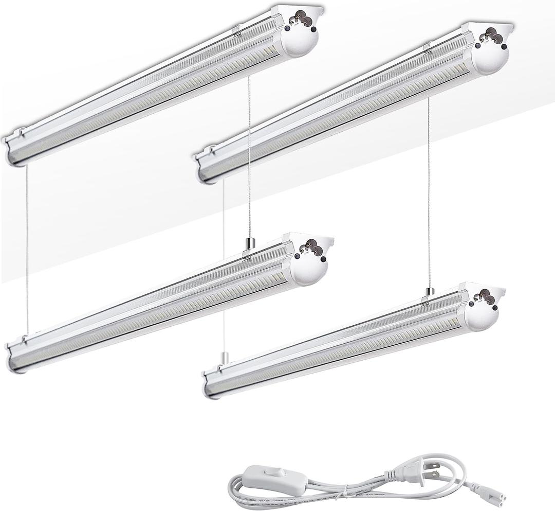 Skymoatled 4Pack 4FT LED Shop Light Garage Lights,50W 6000K 7500LM White Light,Hanging/Surface Mount,Plug and Play,Linkable T8 LED Shop Lights,Commercial Bay Lighting for Warehouse Workshop Basement