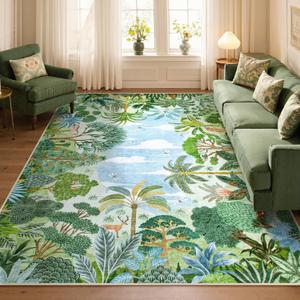 Lahome Summer Jungle Green 8x10 Rugs for Bedroom Living Room Kids Playroom