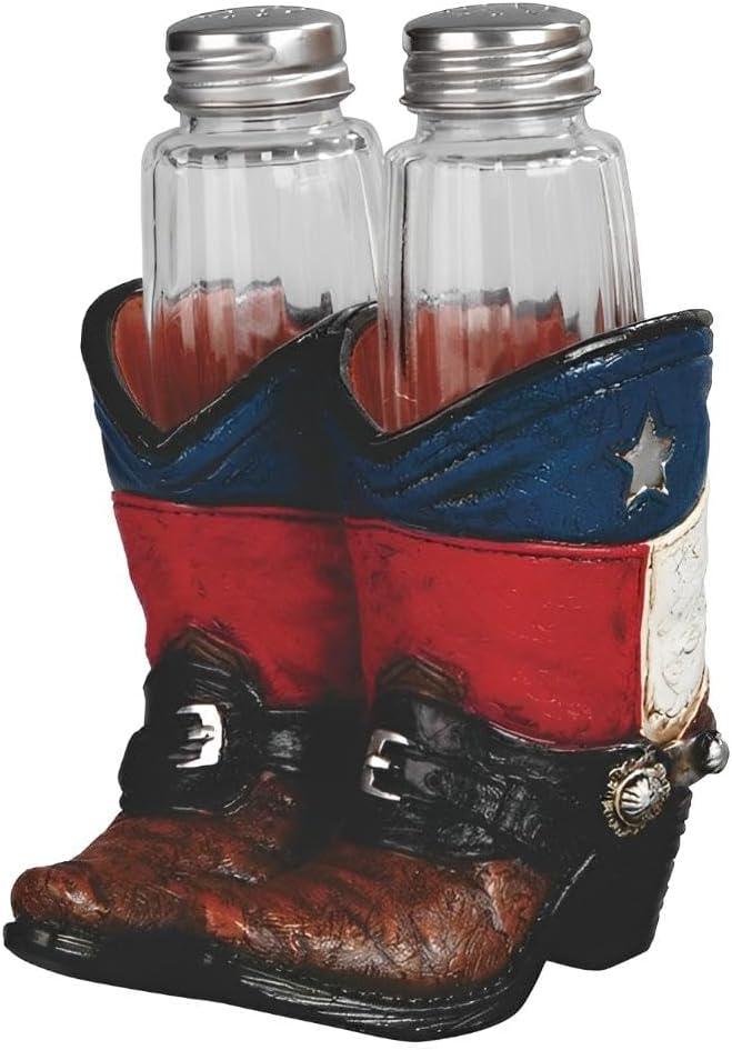 ICE ARMOR 5" H Texas Boots Salt & Pepper Shaker Holder Statue Sculpture Ornament Decoration Home/Room Decor Ideas for Housewarming, Holidays and Birthdays Great Collectible Addition