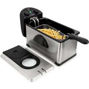MegaChef Electric Oil Deep Fryer with Adjustable Temperature Control and Timer (3.17 Quart)