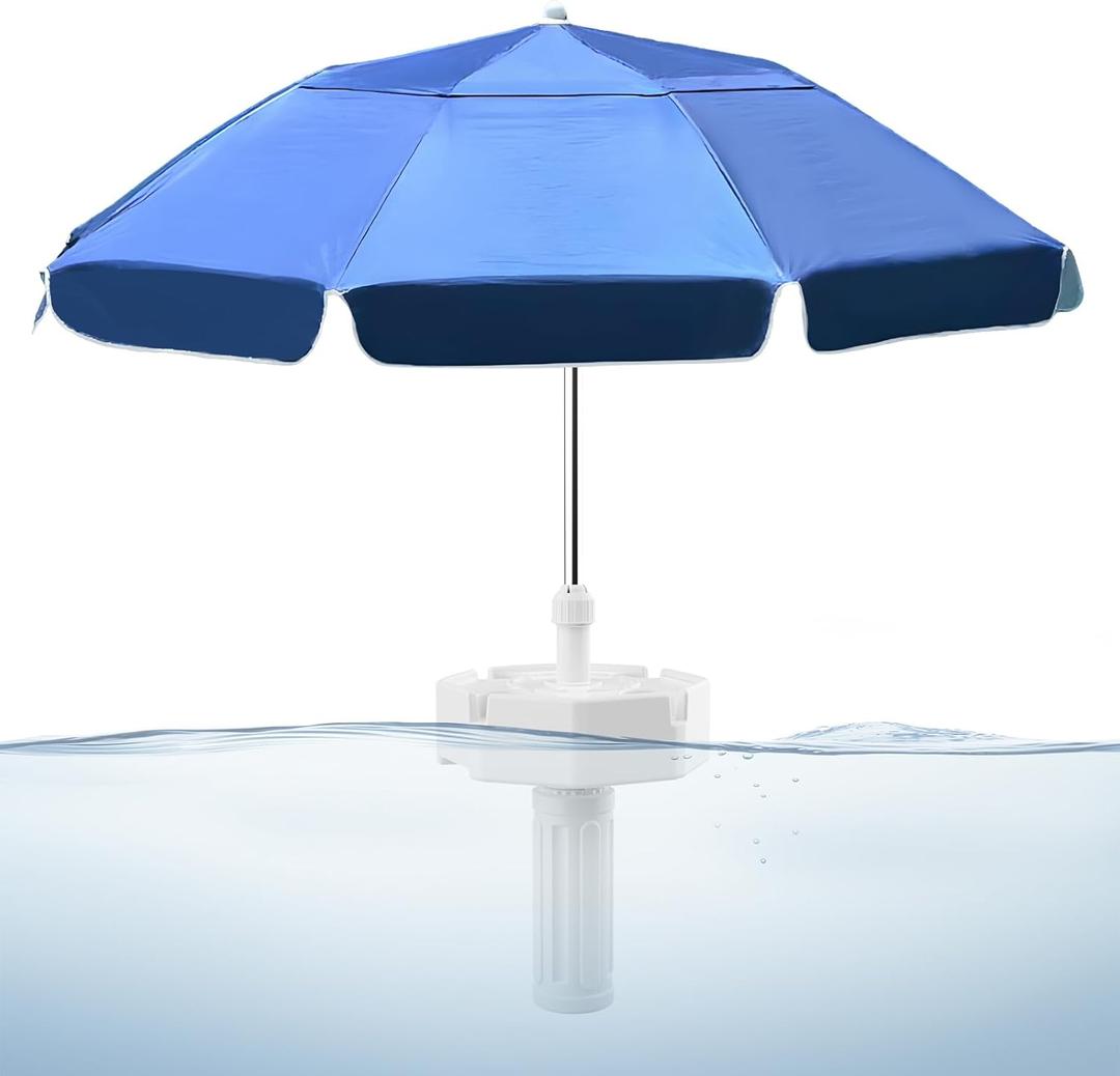 Floating Pool Umbrella - 7ft Outdoor Pool Sunshade Umbrella for Inside of Pool,Portable Floating Table with Drink Holders,No-Tool Setup for Swimming Pools, Beach & Lakes, 80 inches