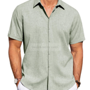 J.VER Men's Linen Shirts Casual Short Sleeve Button Down Shirt Beach Summer Vacation Holiday Wedding Cotton Tops S Size