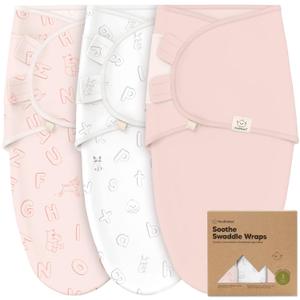 3-Pack Organic Baby Swaddle Sleep Sacks - Swaddles for Newborns, Infant 0-3 Months, Baby Girls, Boys, Soft & Snug Newborn Sleep Sack, Nursery Swaddling Blankets (ABC Land Rose)