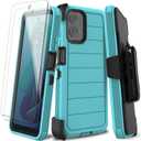 Motorola Moto G 5G 2024 Case with Screen Protector, Belt Clip Holster Kickstand Rugged Full-Body Heavy Duty Protection Military Grade Shockproof Cell Phone Case (Blue Green/Black)