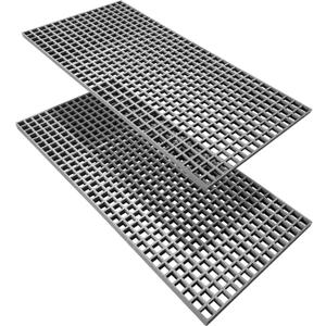 2 Pack 48x23x1.2in Fiberglass Molded Grating,4' x 2' Grit-top Surface FRP Industrial Grating Panel Non-Slip Heavy Duty 1.5''x1.5'' Openings Fiberglass Bar Grille Plate for Car Wash,Decks,Grey