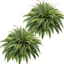 CQURE 108 Branches Fake Ferns Artificial Plants Large, 50" Set of 2 Artificial Boston Ferns Faux Hanging Fake Plants for Outdoors Planter Home Garden Decor
