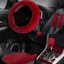 Wazzh 7PCS Set car Interior Aesthetic Accessories, Fluffy 15 inch Steering Wheel Cover, armrest pad, seat Belt Cover,Gear Shift Cover, Fit Girly car Accessories for Women.