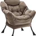 Lazy Chair Thick Padded, Comfy Velvet Accent Lounge Chair with Stable Frame, Leisure Sofa Armchair with Armrests and Side Pocket, Reading Chair for Bedroom, Living Room, Office, Dark Gray