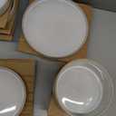 Famiware Star Dinnerware Set with Pasta Bowls, Service for 4 (16pcs), Ribbed Stoneware Plates and Bowls Dishes Sets - Chip & Scratch Resistant, Microwave & Dishwasher Safe, Cappuccino White