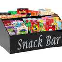 Xbopetda Snack Organizer for Countertop - Acrylic Storage Container With 4 Compartments for Kitchen Cabinet Pantry - Black Snack Bar Station