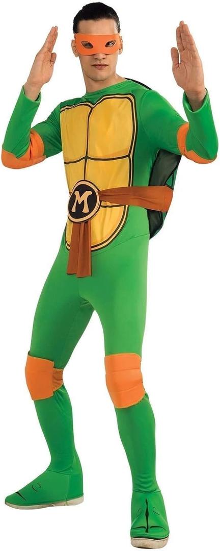 Nickelodeon Ninja Turtles Adult Michelangelo costume and Accessories (One Size, Multi-colored)