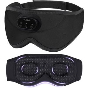 MUSICOZY 3D Bluetooth Sleep Mask with Headphones and Timer, Wireless Sleep Headphones for Side Sleepers, Eye Mask with Bluetooth Headphone, Unique Gifts for Men Women, Black
