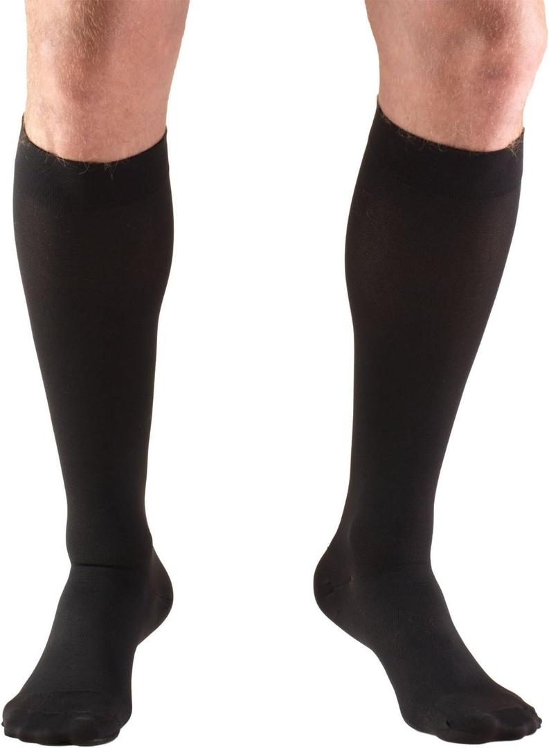 Truform 15-20 mmHg Compression Stockings for Men and Women, Knee High Length, Closed Toe (Medium (1 Pair), Black)