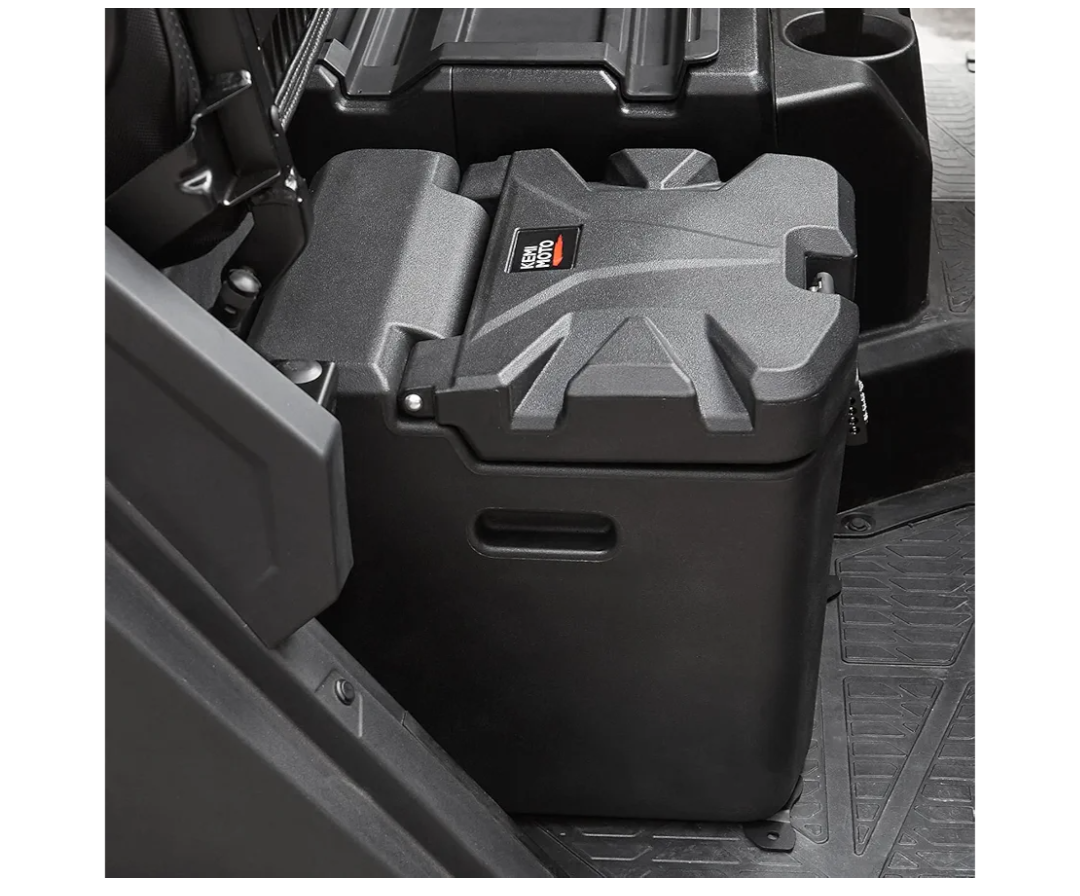 KEMIMOTO Under Seat Storage Box | 28.5L/7.53 Gal | with Lock | Compatible with Polaris Ranger XP 1000/Crew | 2018-2025 | Replace #2882910 | Waterproof | Dual Bin Dry Storage Box | Fit Door