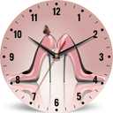 SPUNKER Clock for Bedroom,Pink High Heel Shoes Wall Clocks,Butterfly Battery Operated Wall Clock Silent Non-Ticking Decorative for Home Kitchen Bathroom Living Room Bedroom Office 10 Inch