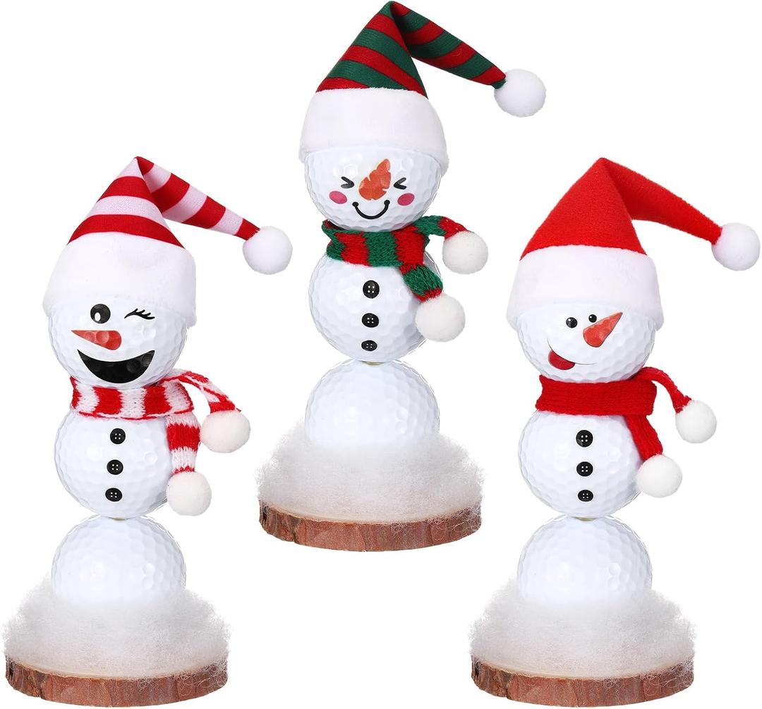 Soulchen 3 Set Golf Snowman Ornament DIY Kits Christmas in July Craft Ornaments Funny Emotion Face Golf Ball Gifts Build a Snowman Indoor Decor for Christmas in July Stuffers Toys Favors