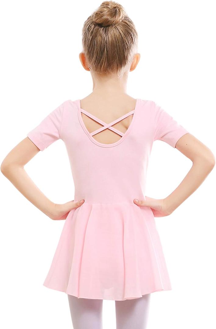 Stelle Ballet Leotards for Girls Dance Leotard with Skirt Toddler Ballet Outfit Criss-Cross Bow Back  (4T)