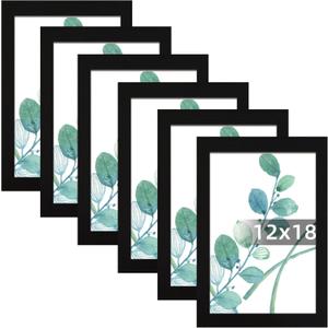 SESEAT 12x18 Picture Frame Black Set of 6, Display Pictures 12x18 Without Mat for Wall Mounting, Wall Gallery Poster Frames