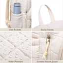 kadilong Laptop Backpack for Women College Travel, Quilted Daypack Bookbag for School Teen Girls Mochilas Mujer, Beige