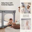 Foldable Baby Playpen,Portable Indoor & Outdoor Playpen for Babies and Toddlers,59”x59”Extra Large Play Pen with Gate,Collapsible Baby Fence with Travel Bag(Cationic Light Grey)
