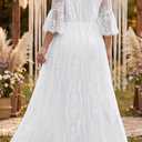 Plus Size Wedding Dress Boho - Maxi Bridal Shower Bohemian Formal Lace Long Dresses (White), 18 Plus