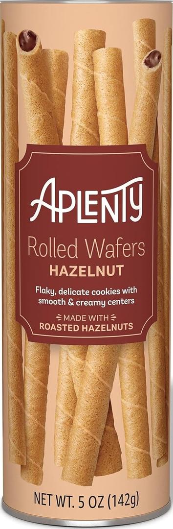 Amazon Brand - Aplenty, Hazelnut Rolled Wafers, 5 oz (EXP 08/13/26)