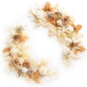 Ling's moment 2Pack 2ft Ivory Artificial Flowers Garland White & Beige Lantern Flower Centerpieces Wedding Aisle Decor Chair Flowers Arch Floral for Signs DIY Table Wall Window Cake Decoration