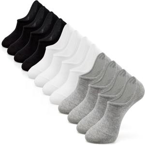 IDEGG No Show Socks Women & Men Low Cut Ankle Short Athletic Running Casual Invisible Liner Socks (Large, A_6 Pairs(2 Black, 2 Gray, 2 White))