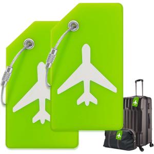 Luggage Tags for Suitcases, Quickly Spot 2Pcs Luggage Identifier Tags, Travel Essentials Accessories Name Tags for Backpacks, Suitcases, Travel Bags, Baggage, Cruise - Flexible Silicone (Green)