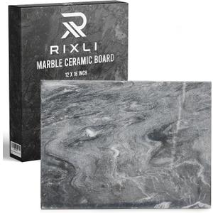 Kitchen Marble Stone Cutting Board - Marble Cutting & Charcuterie Board of 16 x 12 x 0.6 Inches, Non Slip Scratch Resistant Pastry Tray, Rectangular Serving & Chopping Slab for Countertop - Black