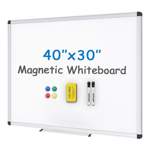 OLIXIS 30" x 40" Magnetic White Board, Dry Erase Board for Wall, Whiteboard with 1 Dry Eraser & 2 Multicolor Markers & 4 Magnetic Pins, Aluminium Frame for Home, School, Office, White