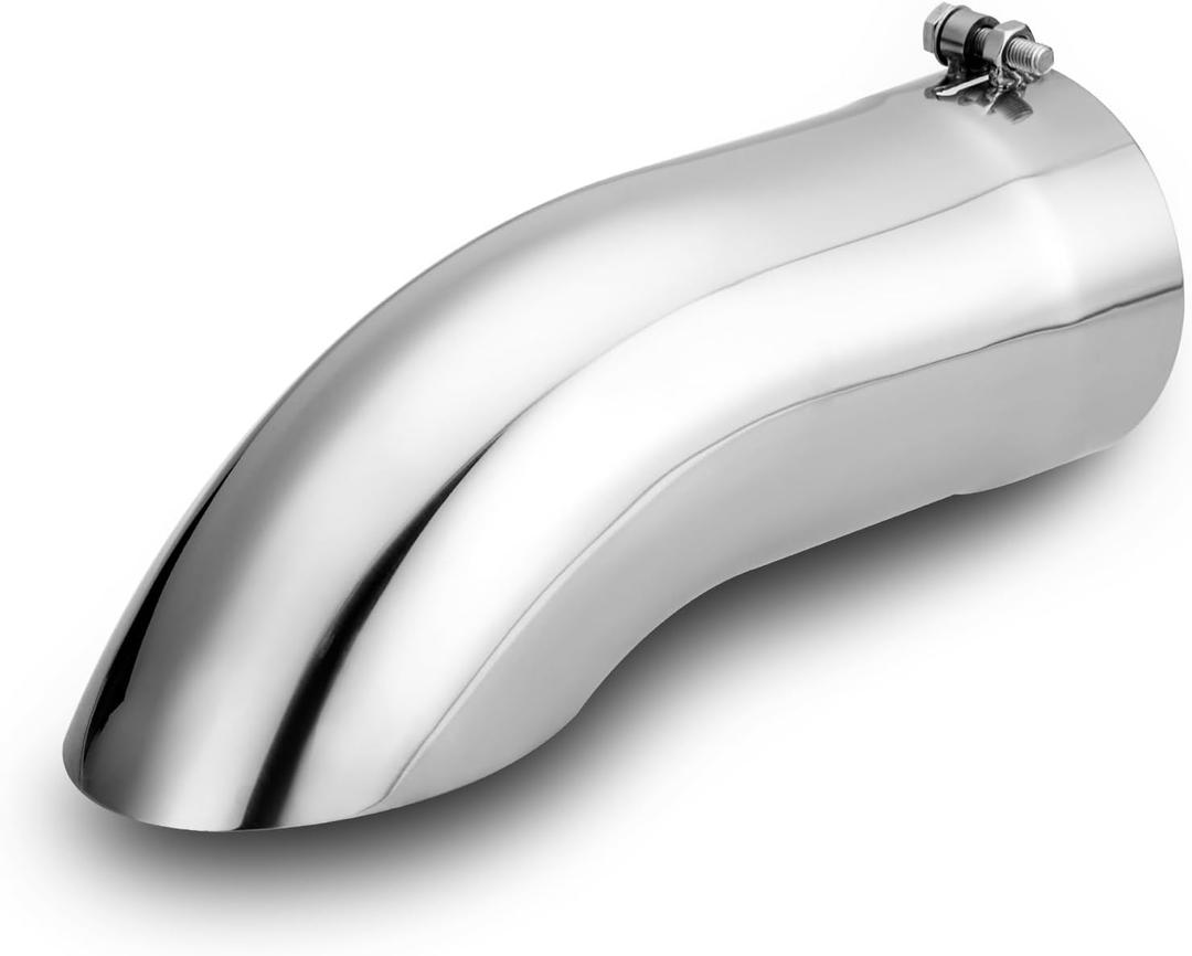 LCGP Turn Down Exhaust Tip 5" Inlet,5" Inside Diameter Inlet, 15 Length Stainless Steel Bolt-On Exhaust Pipe Black Powder Coated Stainless Steel