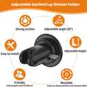 Strong Suction Cup Shower Head Holder - No Drill Handheld Shower Bracket for Seniors, Kids & Pets, Tool-Free Adjustable Height Bathing Aid for Tile/Glass, Rustproof ABS Construction