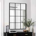 Window Pane Mirror for Wall Decor, 30" x 40" Decorative Mirror, Black
