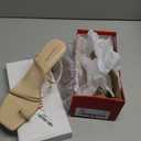 Carcuume Women's Square Toe Heeled Sandals Strappy Kitten Heels (Size 11, Nude Pu)