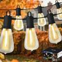 LED Outdoor String Lights 100FT, Waterproof Patio Lights with 52 (50+2 Spare ST38 Shatterproof Replaceable Bulbs), Connectable Dimmable Outside Hanging Light for Porch Garden Deck Bistro Backyard