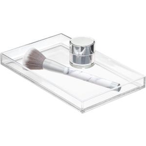 iDesign Bathroom Tray for Towels, Cosmetics and Accessories, The Clarity Collection  8.68 x 5.34 x 0.95, Brushed Silver